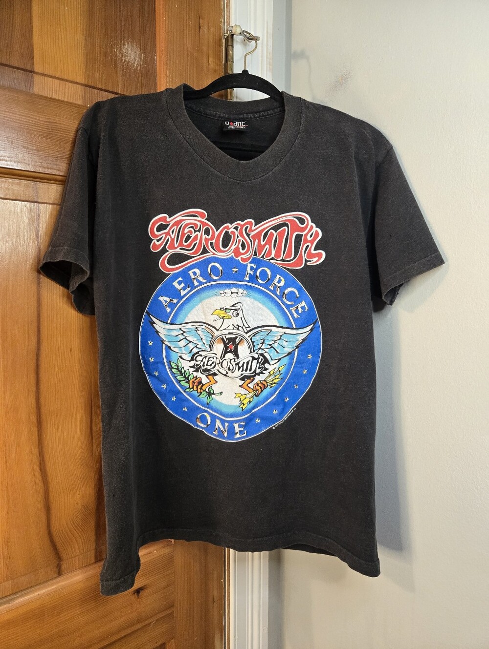 Vintage Single Stitch Aerosmith Aero-Force One Black Graphic Tour Tee